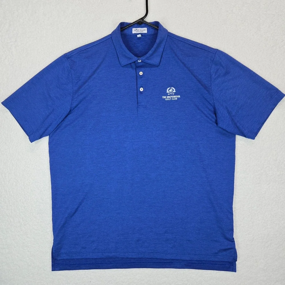 Peter Millar Summer Comfort XL Polo Blue The Broadmoor Golf Club Luxury Mesh - Picture 3 of 13